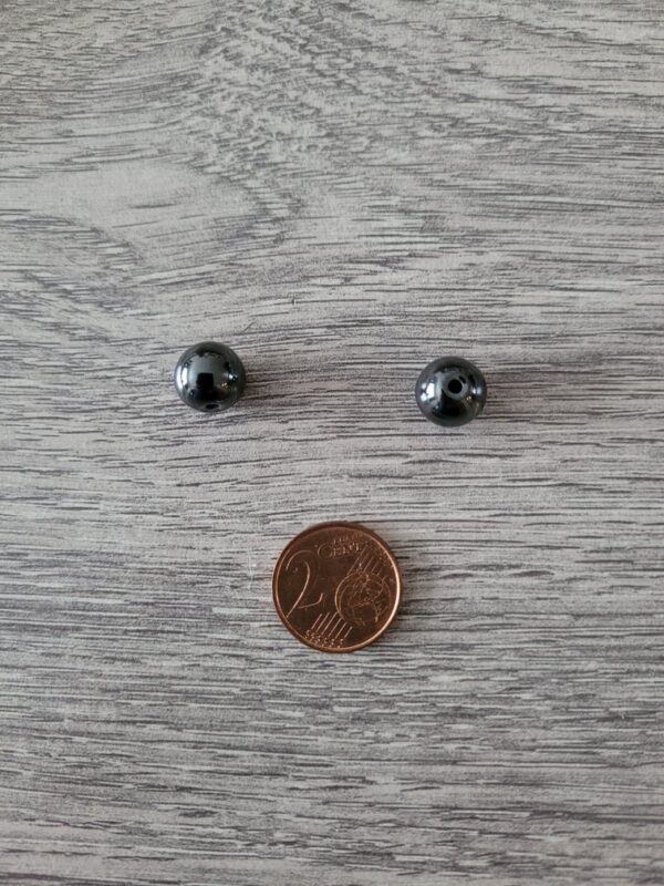 Grijze/zwarte ronde glaskraal (10 mm) 2