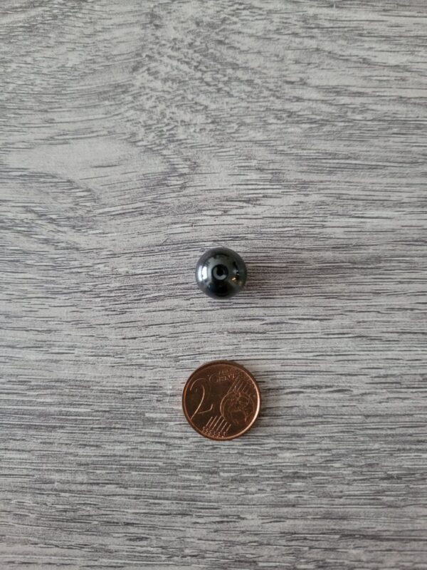 Grijze/zwarte ronde glaskraal (12 mm) 2