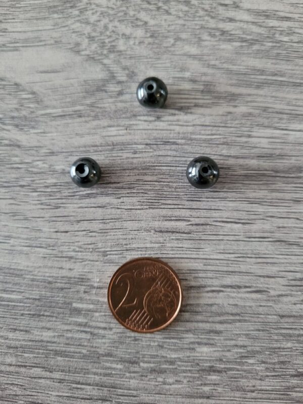 Grijze/zwarte ronde glaskraal (8 mm) 2