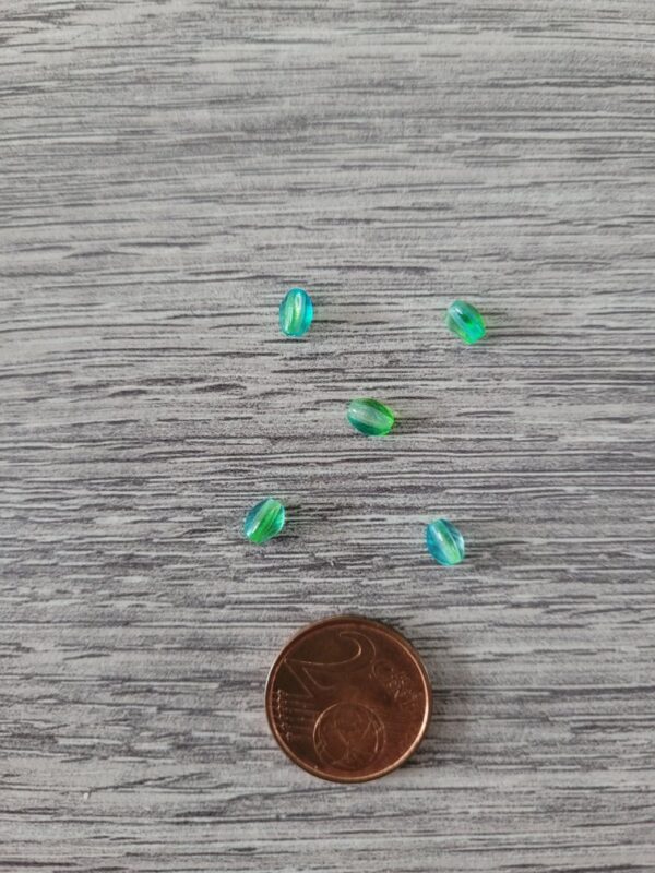 Groene/blauwe pinch bead - glaskraal 2