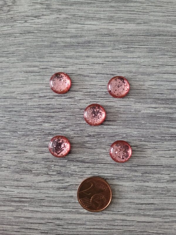 Roze ronde Polaris glanzende glitter cabochon 2
