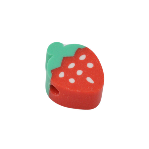 Rode/groene polymeer kraal in de vorm van een aardbei