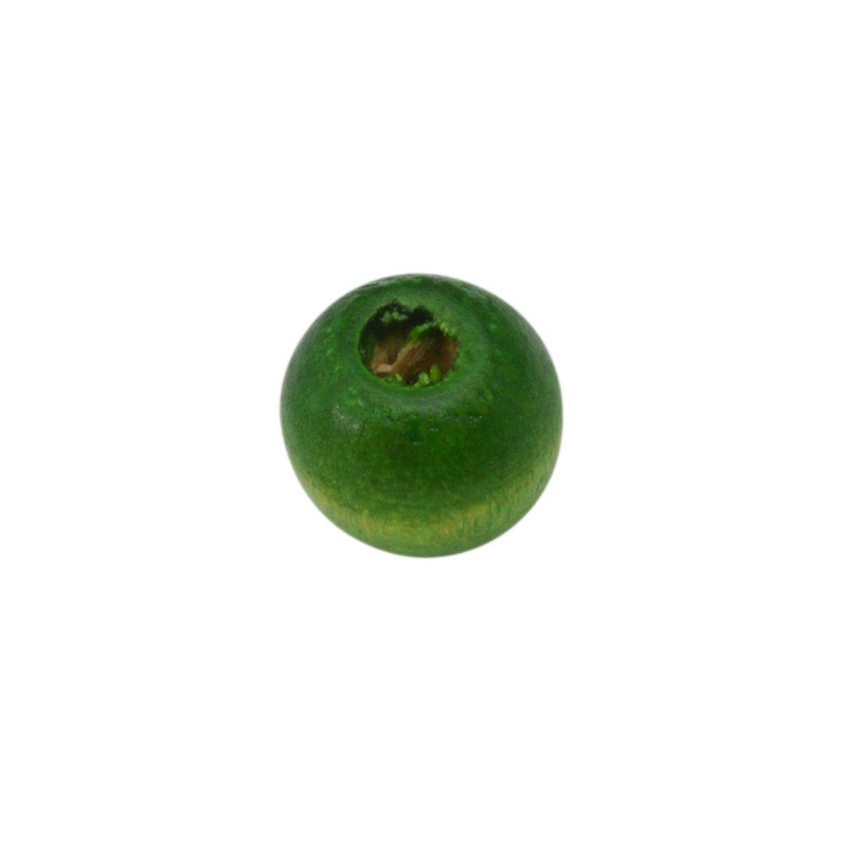 Groene ronde houten kraal met witte lijn