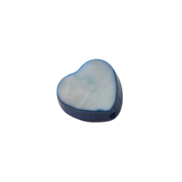 Blauwe/witte schelp kraal in de vorm van een hart