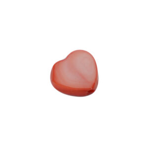Rode/witte schelp kraal in de vorm van een hart