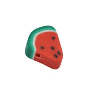 Rode/groene polymeer kraal in de vorm van een watermeloen