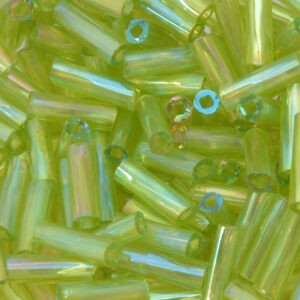 Groene bugle/buisje glas borduurkraal - 5 gr