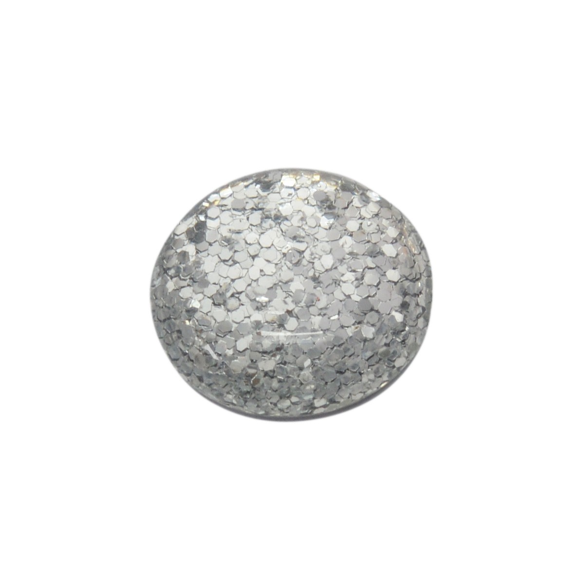 Zilverkleurige ronde Polaris glanzende glitter cabochon