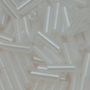 Witte bugle/buisje glas borduurkraal - 5 gr