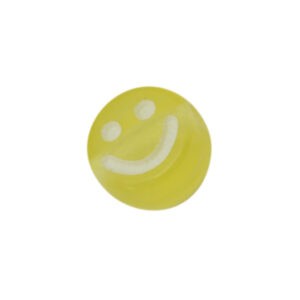 Gele/witte ronde acryl kraal met smile