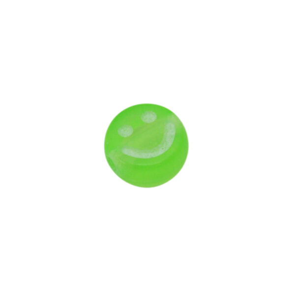 Groene/witte ronde acryl kraal met smile