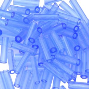 Blauwe bugle/buisje glas borduurkraal - 5 gr