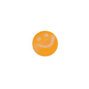 Oranje/witte ronde acryl kraal met smile