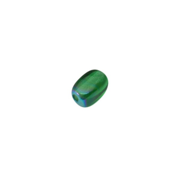 Groene ronde glaskraal met blinkende kant