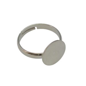 Zilverkleurige ring met glue pad (12 mm)