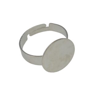 Zilverkleurige ring met glue pad (15 mm)