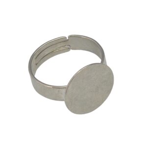 Zilverkleurige ring met glue pad (14 mm)