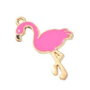 Goudkleurige/roze/zwarte bedel – flamingo