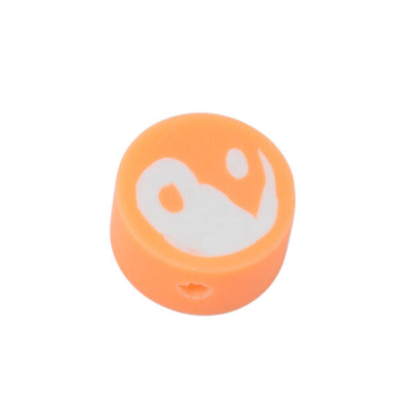 Oranje/witte yin & yang polymeer kraal