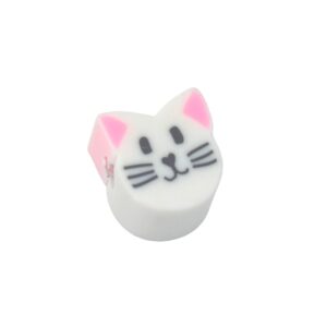Witte/zwarte/roze polymeer kraal – kat