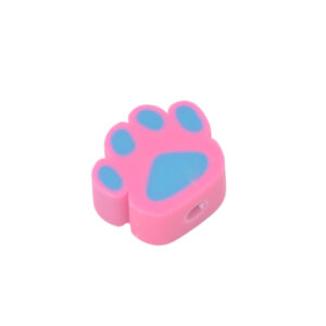 Roze/blauwe polymeer kraal - hondenpoot