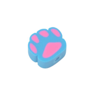 Blauwe/roze polymeer kraal - hondenpoot