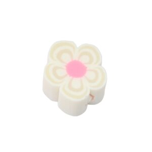Witte/roze polymeer kraal - bloem