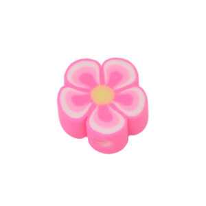 Roze/witte/gele polymeer kraal - bloem