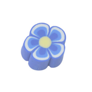Blauwe/witte/gele polymeer kraal - bloem