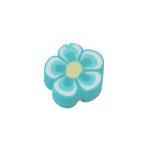 Turquoise/witte/gele polymeer kraal - bloem