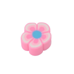 Witte/roze/blauwe polymeer kraal - bloem
