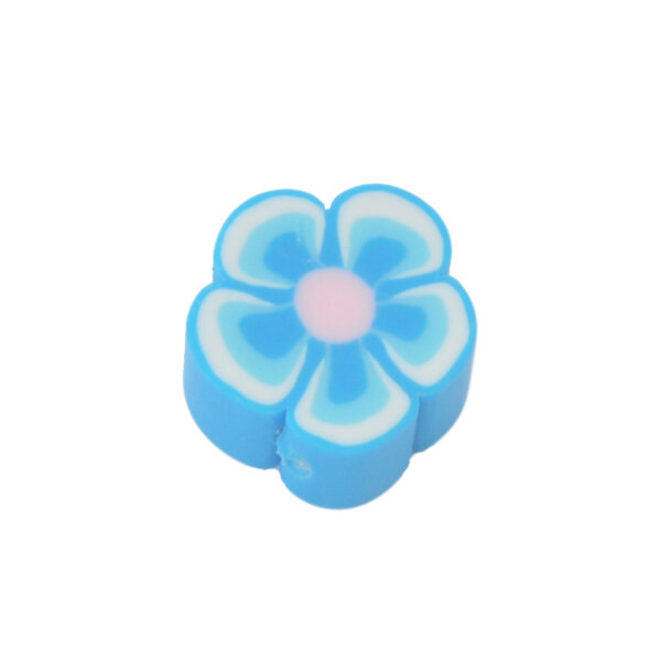 Blauwe/roze/witte polymeer kraal - bloem