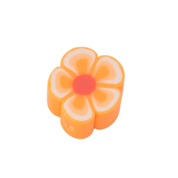 Oranje/witte/rode polymeer kraal - bloem