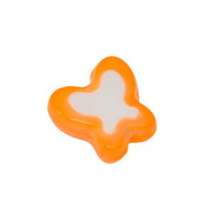 Oranje/witte acryl kraal - vlinder