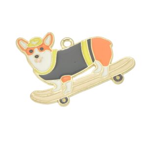 Goudkleurige/zwarte/oranje/gele/witte bedel - hond op skateboard