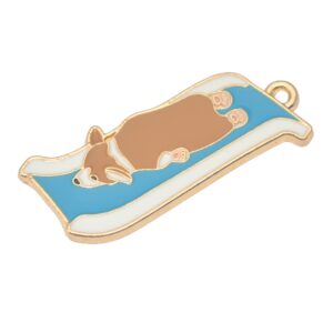 Goudkleurige/bruine/witte/blauwe/zwarte bedel - hond op skateboard