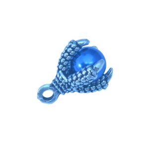 Zilverkleurige/blauwe hanger - strass druppel
