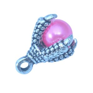 Zilverkleurige/roze hanger - strass druppel