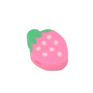 Groene/roze/witte polymeer kraal - aardbei