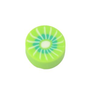 Groene/witte ronde polymeer kraal - kiwi