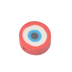 Rode/blauwe/witte/zwarte ronde polymeer kraal - oog