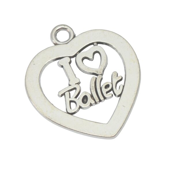 Zilverkleurige bedel - hart & i love ballet