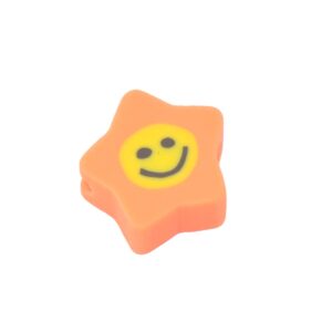Oranje/gele/zwarte polymeer kraal - ster & smiley