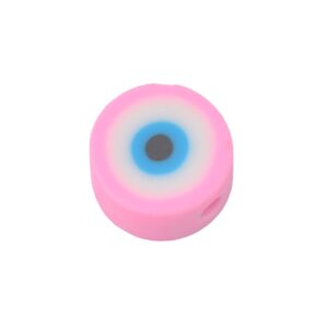 Roze/blauwe/witte/zwarte ronde polymeer kraal - oog