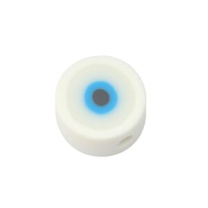 Blauwe/witte/zwarte ronde polymeer kraal - oog