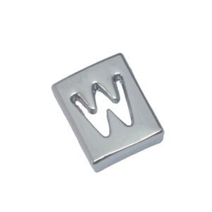Zilverkleurige schuifkraal - letter W