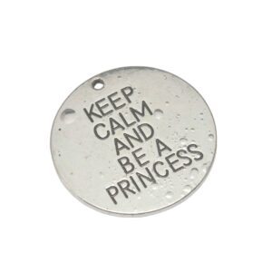 Zilverkleurige hanger - quote keep calm and be a princess