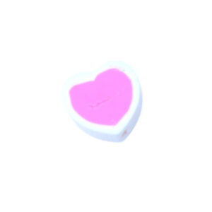 Witte/roze polymeer kraal - hart