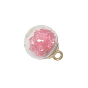 Goudkleurige/kristal kleurige/roze ronde hanger - steentjes