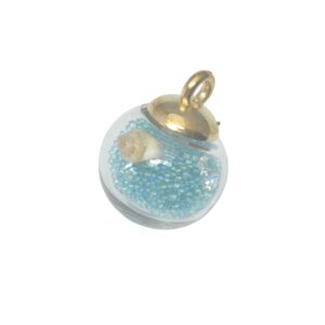 Goudkleurige/kristal kleurige/blauwe ronde hanger - zand & schelp